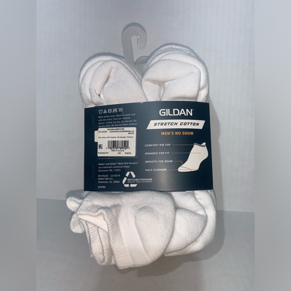 Gildan Men's Stretch Cotton No Show white Socks Shoe Size 6-12 12 pairs - Picture 5 of 5